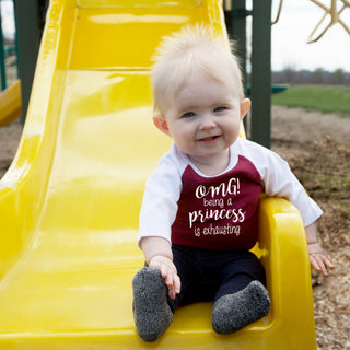 Princess 6-12 Months 3/4 Length Sleeve Maroon Onesie