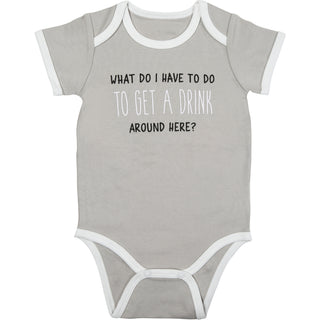 Get A Drink 12-24 Months Gray Bodysuit