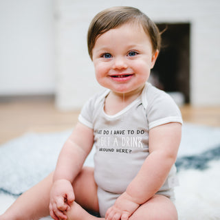 Get A Drink 12-24 Months Gray Bodysuit
