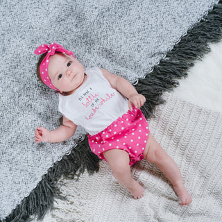 House White 6-12 Months White & Pink Romper with Headband