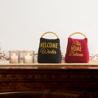 Winter 5" x 6" Velvet Door Stopper