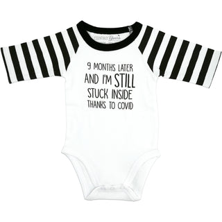 Still Stuck 0-6 Months Bodysuit 3/4 Length Black & White Sleeve