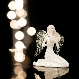 January Birthstone Angel 3.5" January Angel with Garnet Butterfly