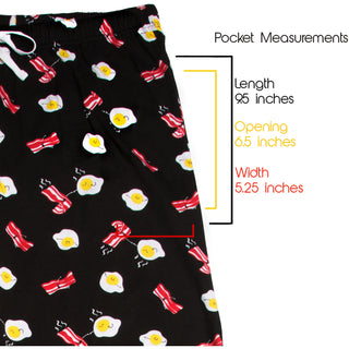 Bacon and Eggs XS Black Unisex Lounge Pants