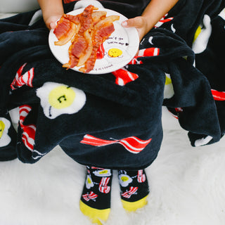 Bacon & Eggs 50" x 60" Royal Plush Blanket with Drawstring Bag