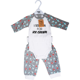 I Scream 6-12 Months Gray Bodysuit & Pants Set