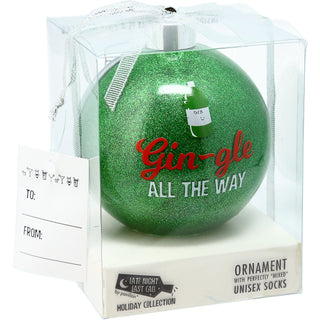 Gin-gle 4" Ornament with Unisex Holiday Socks