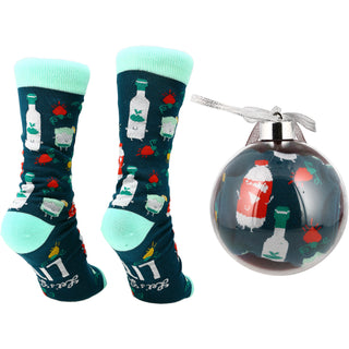 Get Lit 4" Ornament with Unisex Holiday Socks