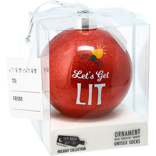 Get Lit 4" Ornament with Unisex Holiday Socks