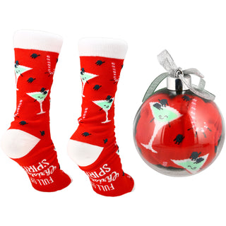 Christmas Spirits 4" Ornament with Unisex Holiday Socks