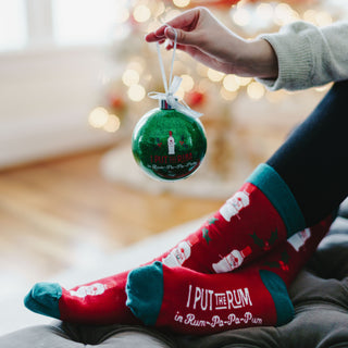 Rum-Pa-Pa-Pum 4" Ornament with Unisex Holiday Socks