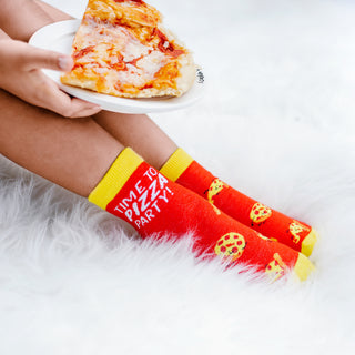 Pizza S/M Youth Cotton Blend Crew Socks