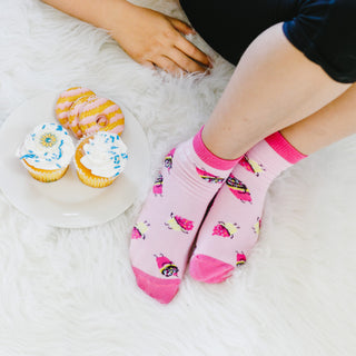 Cupcakes S/M Youth Cotton Blend Crew Socks