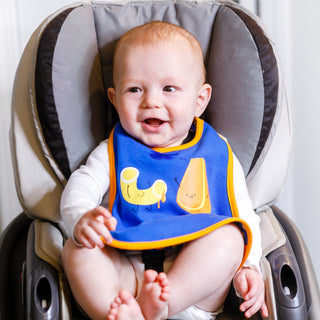 Mac n' Cheese Blue Reversible Bib (6M - 3 Years)