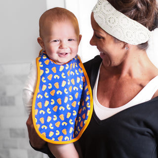 Mac n' Cheese Blue Reversible Bib (6M - 3 Years)