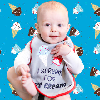 Ice Cream Gray Reversible Bib 6 Months - 3 Years