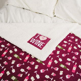 I Love Wine 45" x 50" Sherpa Blanket