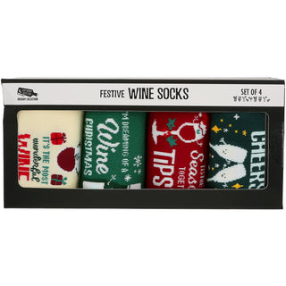 Christmas Wine M/L Unisex Crew Socks (Set of 4 )