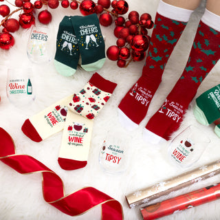 Christmas Wine M/L Unisex Crew Socks (Set of 4 )