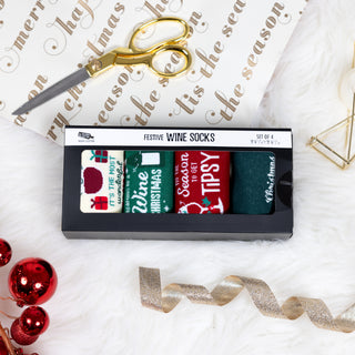 Christmas Wine M/L Unisex Crew Socks (Set of 4 )