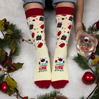 Christmas Wine M/L Unisex Crew Socks (Set of 4 )