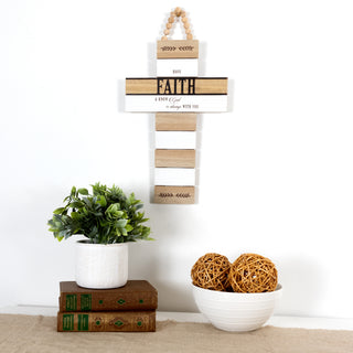 Faith 9.75" x 18" Hanging Cross Plaque