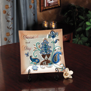 Cherish each Day 10" Square Fused Glass Plate