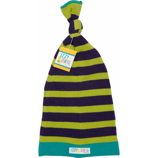 Light Green and Navy Stripe 0-12 Month Baby Hat