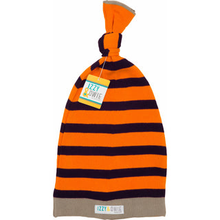 Orange and Navy Stripe 0-12 Month Baby Hat