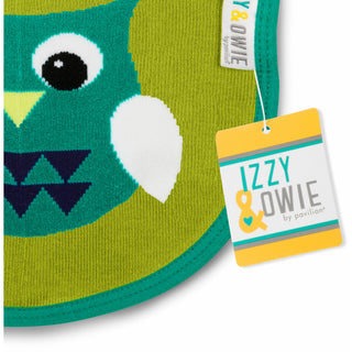 Green and Aqua Owl Baby Bib
