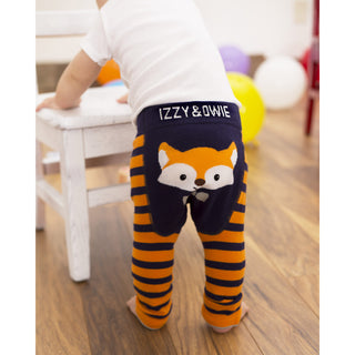 Orange and Navy Fox Baby Bib