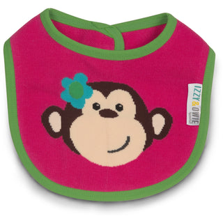 Pink and Green Monkey Baby Bib