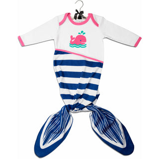 Blue and Pink Whale 0-9 Months Knotted Onesie