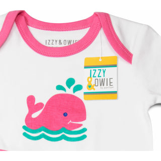 Blue and Pink Whale 0-9 Months Knotted Onesie