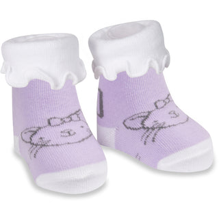 Soft Lavender Kitty 0-3 Months Socks