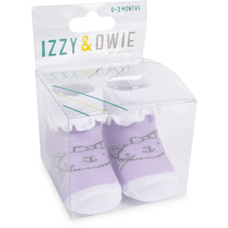 Soft Lavender Kitty 0-3 Months Socks