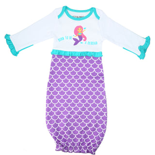 Mystical Mermaid 0-3 Months Gown with Mitten Cuffs