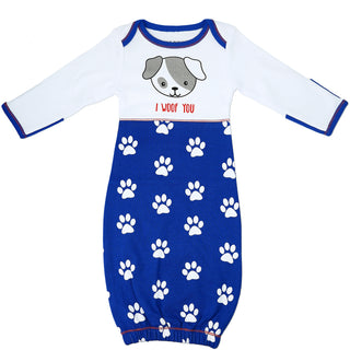 Pawprint Puppy 0-3 Months Gown with Mitten Cuffs