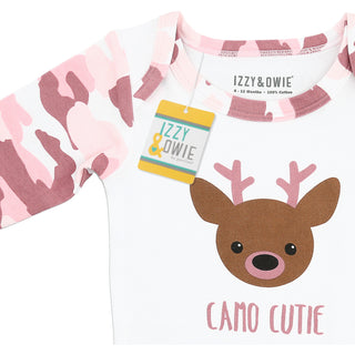 Jewel Pink Camo Deer 6-12 Months 3/4 Sleeve Bodysuit
