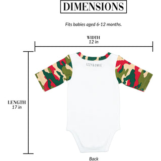 Christmas Camo Reindeer 6-12 Months 3/4 Sleeve Bodysuit