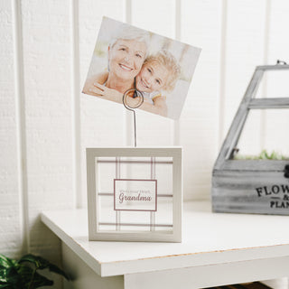 Grandma 5" Framed Glass Plaque with Photo Clip