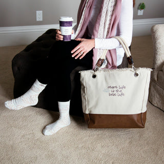 Best Life 18" x 15" x 6.75" Large Canvas Tote Bag