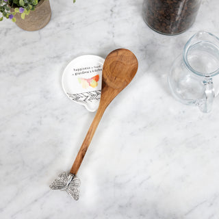 Grandma 4" Spoon Rest with Decorative Bamboo Spoon