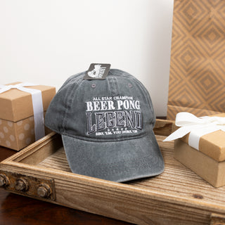 Beer Pong Dark Gray Washed Cotton Twill Hat