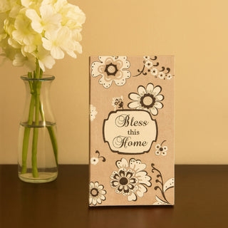 Bless this Home 7" x 3.5" Canvas Plaque
