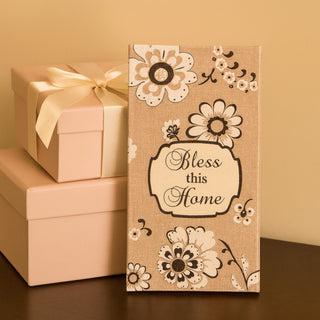 Bless this Home 7" x 3.5" Canvas Plaque
