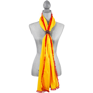 Pom Pom Cotton Scarf 20" x 71" Yellow Scarf