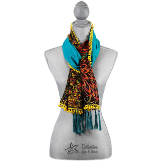 Peacock Cotton Scarf 20" x 71" Multicolor Floral Scarf