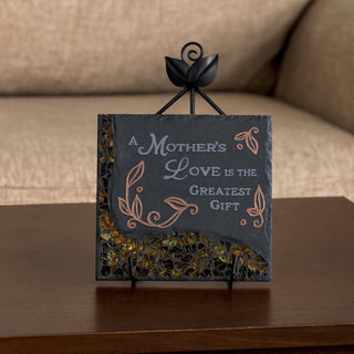 Mother Mosaic 5" Slate Square Plaque with Stand