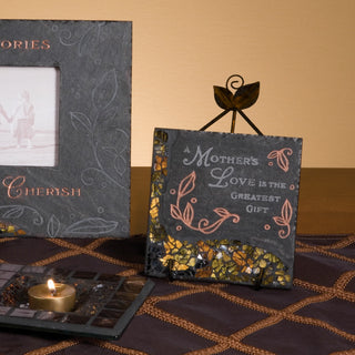 Mother Mosaic 5" Slate Square Plaque with Stand
